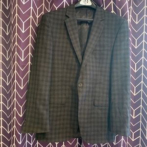 Kenneth Cole Blazer in Brown Plaid Wool, 40R